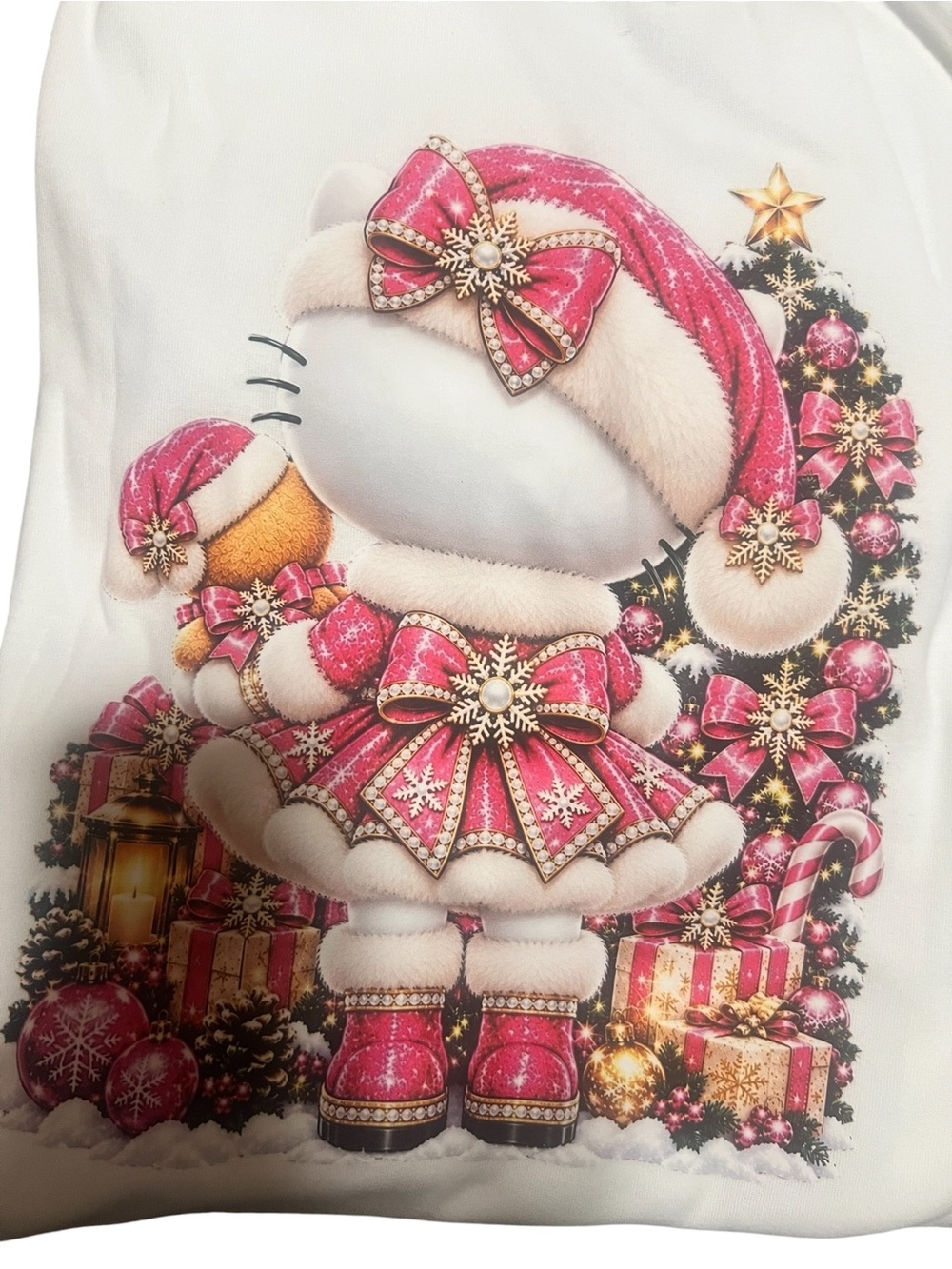 Hello Kitty Holiday Christmas T-Shirt Faux Embroidery & Faux Rhinestones pick 1 - Picture 8 of 16